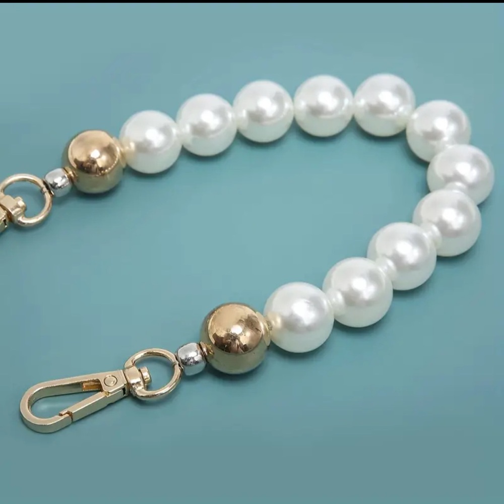 Faux Pearls & Gold Tone Purse Chain Extender / Bag Chain Charm Fashion